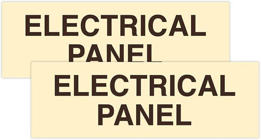 All Quality Basic Electrical Panel Sign - Fire Regulation Safety Compliance Sign - Ivory/Dark Brown - Small (2 Pack)