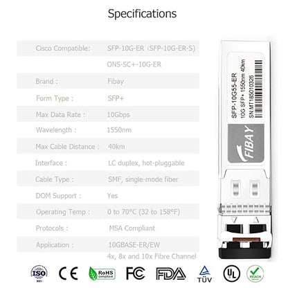 OPSTRAN 10GBASE-ER SFP+ Optical Transceiver Module Compatible with Cisco SFP-10G-ER 1550nm 40km DOM Duplex LC SMF