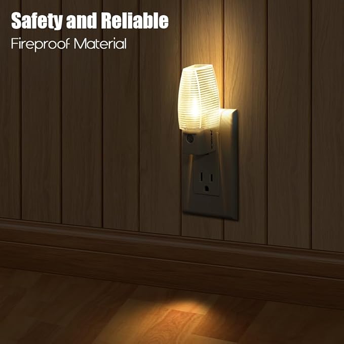 Emotionlite 8 Pack Plug in Night Light, Warm White LED Nightlight, Dusk to Dawn Sensor, Kids, Nursery, Bedroom, Bathroom,Hallway, Stairs, Kitchen