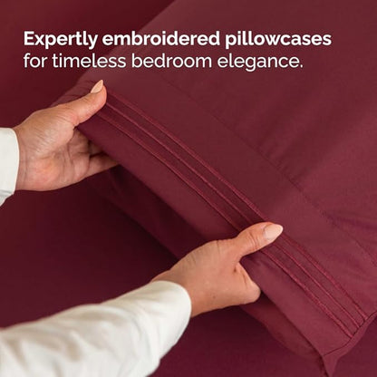 Full XL Bed Sheet Set - 4 Piece Extra Long Extended Full XL Sheets - Soft, Breathable & Cooling - Fits 8" to 16" Mattress w/ Deep Pockets - 54" x 80" - Easy-Fit, Wrinkle & Fade Resistant - Burgundy
