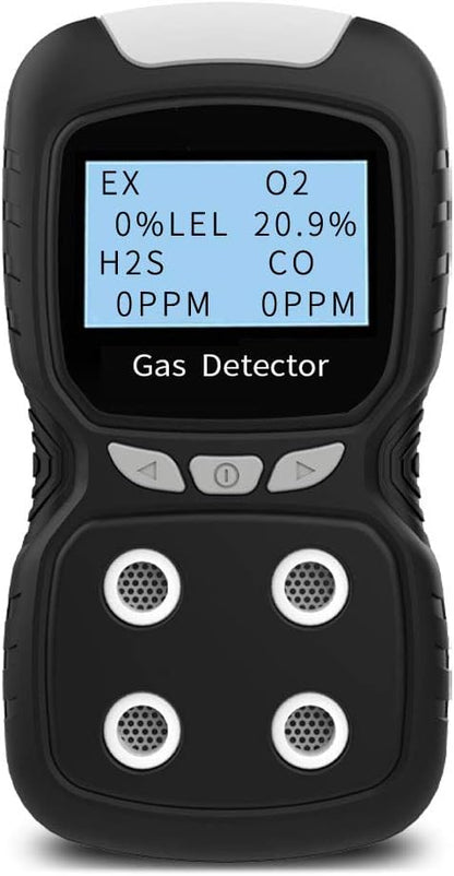 XLA Alert Portable Gas Detector, Gas Clip 4 Gas Monitor Meter Tester Analyzer, Rechargeable LCD Display Sound Light Shock Air Quality Tester, 2 Year Detector…