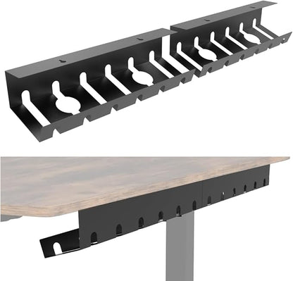 QiaoYoubang 2 Pcs of Cable Management Under Desk for Easy Mounting Metal Under Desk Cable Organizer for Office, Home Cable Tray Holder (UnderDeskCM)