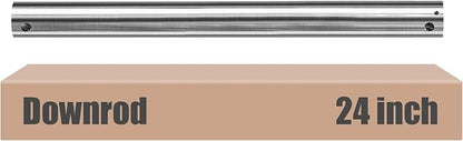 DPXMYG 24 inch Ceiling Fan Downrod with Extension Cord, 2 FT Brushed Nickel Downrod for Ceiling Fan, 1 inch Outside Diameter, Ceiling Fan Boom Suitable for a Wide Range of Fans (Nickel, Not Threaded)