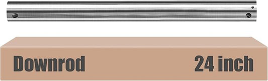 DPXMYG 24 inch Ceiling Fan Downrod with Extension Cord, 2 FT Brushed Nickel Downrod for Ceiling Fan, 1 inch Outside Diameter, Ceiling Fan Boom Suitable for a Wide Range of Fans (Nickel, Not Threaded)