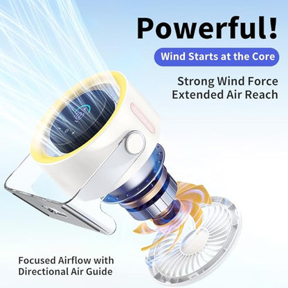 Coolhill USB Desk Fan for Bedroom: 100 Speeds Digital Display Quiet Table Fan with Turbo Airflow, 120° Rotating Small Rechargeable Battery Desktop Fans for Bedroom Home Office (Yellow)