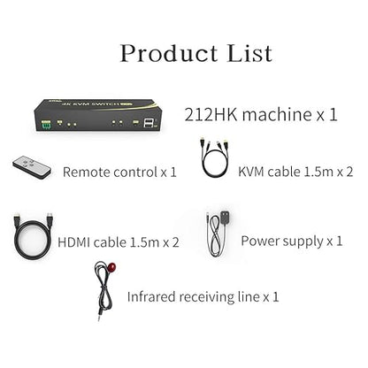 eKL HDMI KVM Switch 2 in 2 Out Dual Monitor Extended Display 4K@60Hz 4:4:4 with Audio and USB 2.0 Hub Sharing PC Monitor Keyboard Mouse Switcher