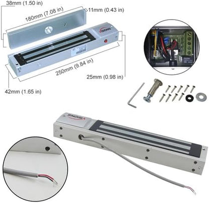 Visionis FPC-5361 Indoor 600lbs Electromagnetic Lock with Power Supply for Door Access Control