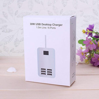 6 Ports USB Charger Hub Desktop US Plug AC Power Wall Travel Charging Adapter Slots Charging Station