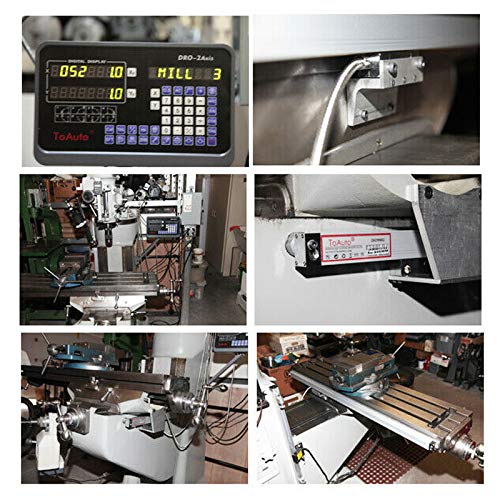 TOAUTO Digital Readout 2 Axis 3 Axis DRO Display Linear Scale 350mm 14" Precision 5um for Bridgeport/Knee Milling Lathe EDM Mill Machine