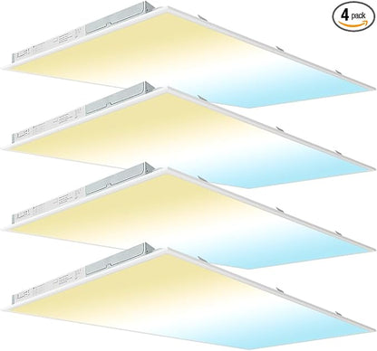 kadision 2x4 LED Flat Panel Light, 60W/50W/40W/30W/25W Adjustable, 5000K/4000K/3500K Selectable, 6600LM Dimmable LED Drop Ceiling Light Fixture, 100-277V ETL-Listed, 4-Pack