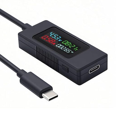 chenyang USB C Power Tester Digital Multimeter 4-30V 0-6.5A Color Screen Digital Display Real-Time Monitoring of Current/Voltage/Power/Work Time