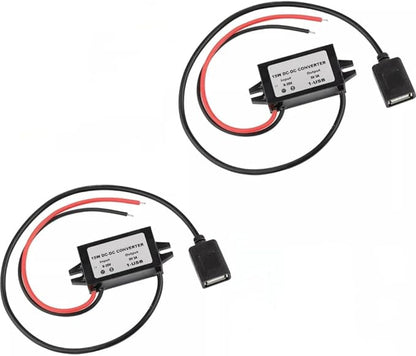 2-Pack Waterproof IP68 DC-DC Buck Converter,12V/24V to 5V 3A Step Down Voltage Regulator with USB-A Charger Ports,Overload Protection for Car, Truck, Dash Cam, GPS, Phone