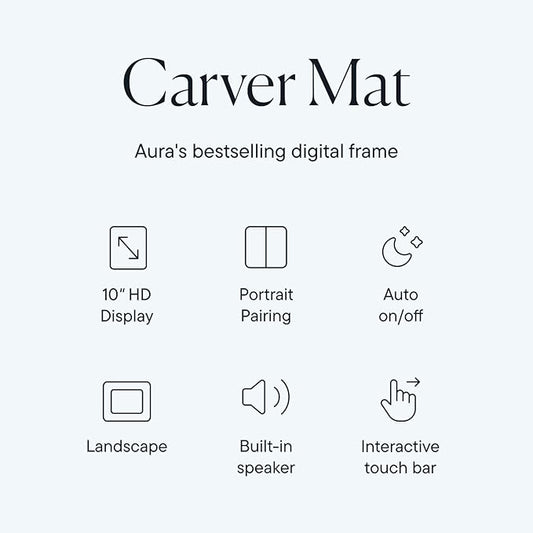 Aura Carver 10.1" WiFi Digital Picture Frame | The Best Digital Frame for Gifting | Text Photos Directly to Your Frame from Anywhere | Free Unlimited Storage | No Subscription Fees, No Ads