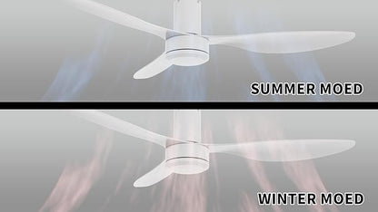 SMAAIR 52 Inch Ceiling Fan No Light with Remote, Flush Mount Modern Ceiling Fan without Lights, Quiet DC Motor, 10 Speed Adjustable, Indoor 3 Blade Ceiling Fan for Indoor Bedroom Living Room, White