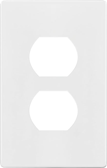 ENERLITES Screwless Duplex Wall Plate, Child Safe Receptacle Outlet Cover, Standard Size, 1-Gang 4.68" x 2.93", Unbreakable Polycarbonate Thermoplastic, UL Listed, SI8821-W, Glossy, White