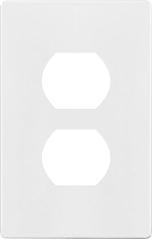 ENERLITES Screwless Duplex Wall Plate, Child Safe Receptacle Outlet Cover, Standard Size, 1-Gang 4.68" x 2.93", Unbreakable Polycarbonate Thermoplastic, UL Listed, SI8821-W, Glossy, White