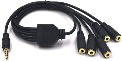 Kework 12 Inch 1/8” 3.5mm TRRS Splitter Audio Cable, 1 Male to 5 Female 3.5mm Plug Extender Headphone Cable, 3.5mm 4 Pole Stereo Jack Extension Adapter Headset Aux Cable, Support MIC