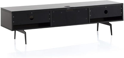 SONOROUS ST-360 Premium TV Stand for Living Room – Modern TV Stands & Entertainment Center with Storage – Black Glass & Black Wood Cover – Luxury Media Console with Metal Legs for TVs up to 75 inches