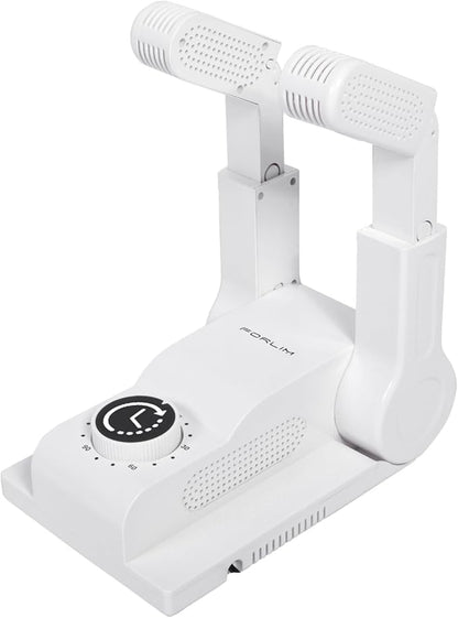 FORLIM Boot Dryer for Work Boots, Shoe Dryer with Heat Blower, Glove Dryer & Boot Warmer - 180° Adjustable Dry Rack - Telescopic Bendable Dry Ports - Intelligent Timer - White
