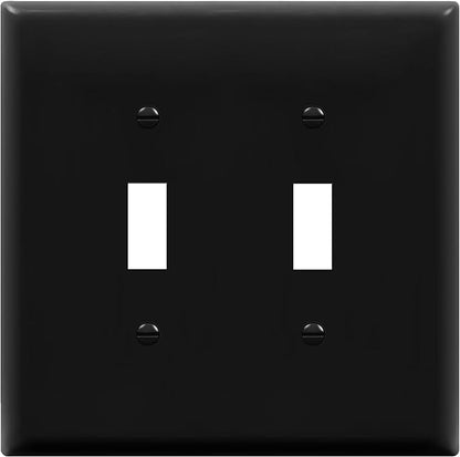 ENERLITES Double Light Wall, Toggle Switch Plate, 2-Gang Mid-Size 4.88" x 4.92", Unbreakable Polycarbonate Thermoplastic, UL Listed, 8812M-BK, Black