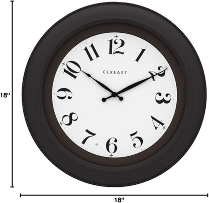 CLXEAST 18 Inch Large Illuminated Wall Clock with AI Smart Night Light Sensor,Modern Farmhouse Wall Clocks for Living Room,Bedroom,Bathroom, Kitchen, Home Office,Oil Rubbed Bronze Black