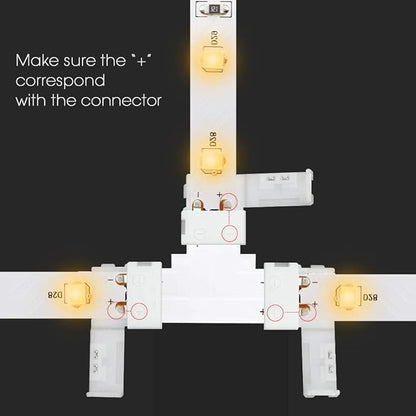 LightingWill 2 Pin LED Strip Light Connector Kit, 8mm Solderless Adapter Connectors, LED Strip Accessories Set for 8mm Wide 3528 2835 Single Color Flex LED Strips, 24 Pack