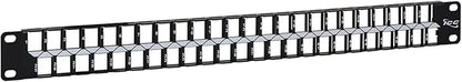 ICC 48 Port Blank Keystone 1U Patch Panel with 19” Metal Rackmount Housing for Slim Profile Keystone Jacks (Sold Separately), UL Listed, IC107BP481