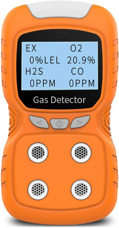 XLA Alert Portable Gas Detector, Gas Clip 4 Gas Monitor Meter Tester Analyzer, Rechargeable LCD Display Sound Light Shock Air Quality Tester, 2 Year Detector…