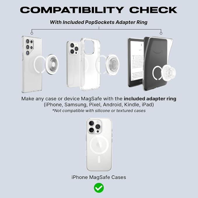 PopSockets Phone Grip for MagSafe with Kickstand, Magnetic Stand, Swappable Top, Secure Hold for iPhone MagSafe Cases, Phone & Tablet Grip - Chartreuly Translucent Glow in The Dark