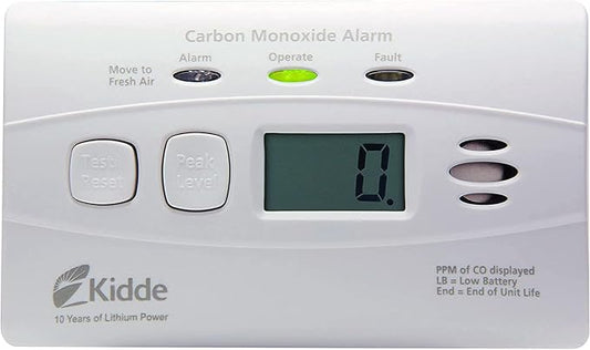 Kidde Carbon Monoxide Detector with 10-Year Battery, Digital Display, 3 LEDs & Nighthawk Carbon Monoxide Detector & Explosive Gas Detector, AC-Plug-in with Battery Backup, Digital Display, White