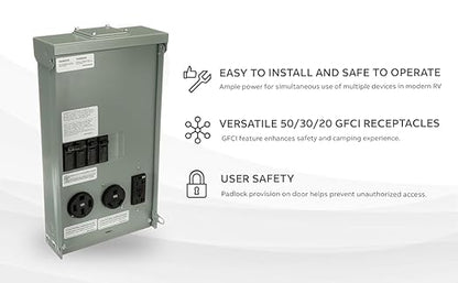 Midwest 50/30/20 amp U075CTL010 RV/EV Panel w/ 20 AMP GFCI - Heavy Duty