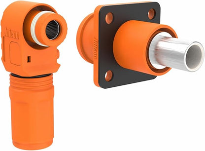 1 Set Battery Energy Storage Connector, 60A 10mm² High Current Connectors Quick Plug Terminal Orange Right Angle Plug and Socket IP67 Waterproof Power Adapter Crimping Wiring (60A, Orange)