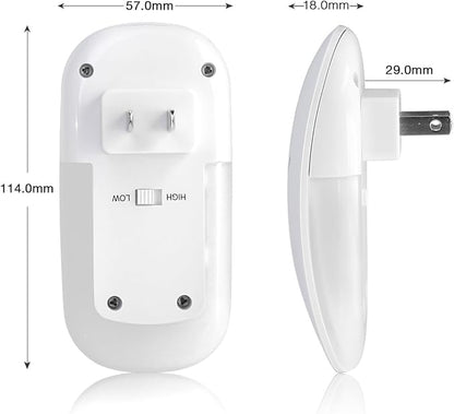 Sensky [2 Pack Plug in Night Light with Auto Dusk to Dawn Sensor, Brightness Adjustable, Dimmable Night Light for Bathroom, Kitchen, Hallway, Stairs, Garages (with Front Light and Back Light)