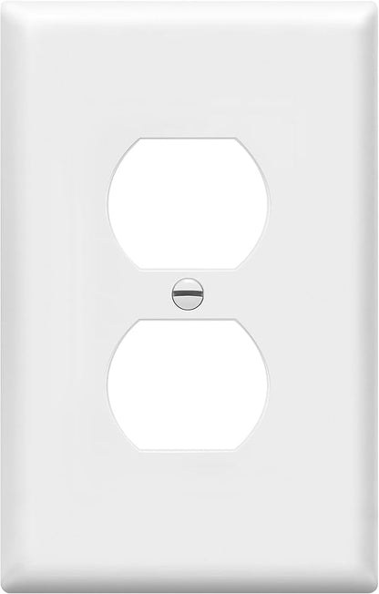 ENERLITES Duplex Receptacle Outlet Wall Plate, Electrical Outlet Cover, Mid-Size Size 1-Gang 4.88" x 3.11", Unbreakable Polycarbonate Thermoplastic, UL Listed, 8821M-W, White