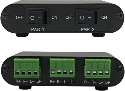 TENEALAY 2-Way Audio Stereo Speaker selector Switcher Box, Combiner Multi Zone A B Speaker Switch Distribution Controller Box - P21