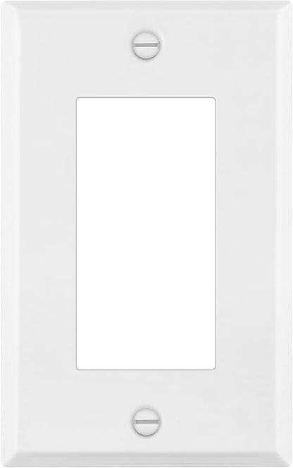 ENERLITES Decorator Switch Metal Wall Plate, Outlet Cover, Corrosion Resistant, Standard Size 1-Gang 4.50" x 2.76", Powder Coated Stamped Steel, 7731-WM, White Matte