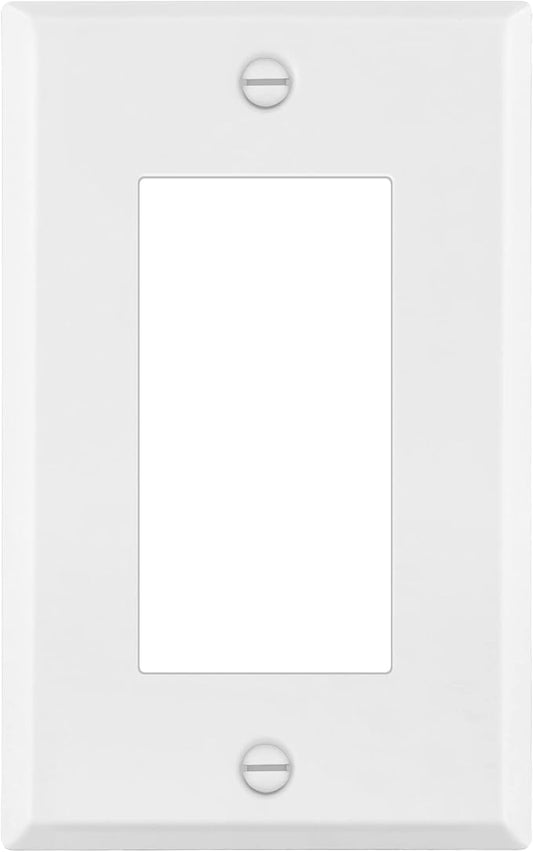 ENERLITES Decorator Switch Metal Wall Plate, Outlet Cover, Corrosion Resistant, Standard Size 1-Gang 4.50" x 2.76", Powder Coated Stamped Steel, 7731-WM, White Matte