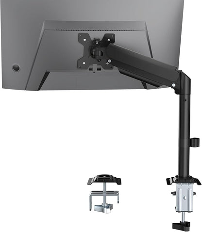 WALI Single Monitor Arm Desk Mount for 13-32 Inch Screens, Premium Gas Spring Monitor Stand with Full Motion Tilt, Swivel, Rotation, Holds up to 19.8 lbs, C-Clamp Mount for VESA 75/100mm (GSDM001S)