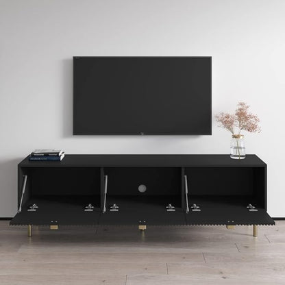 Meble Furniture Dorset 01 TV Stand - Modern Rectangular TV Stand with Storage Cabinets - Media Entertainment Center Console Table for TV Up to 80" - Black