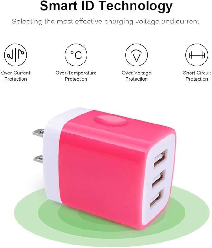 Wall Charger Adapter,USB Cubes,3Pack Universal Travel 3.1A 3 Muti Port Plug Charging Block Compatible with iPhone 16,15,14,13,12,11,SE,X,Plus,Samsung GalaxyS24,S23,S22,S21,S20 Plus,LG
