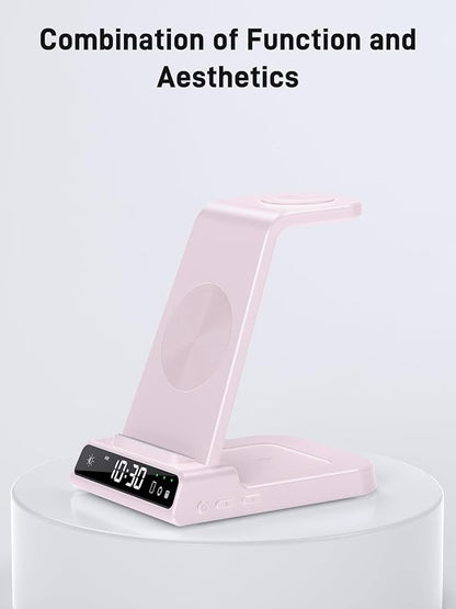 Wireless Charger for Samsung Charging Station, 3 in 1 Android Phone Charger for Samsung Galaxy S25 Ultra/S24 Ultra/S23/Z Fold7/Flip7, Galaxy Watch 8/8 Classic/Ultra/7/6/5, Galaxy Buds 3 Pro/3(Pink)