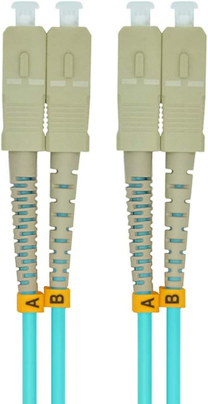 Jeirdus 5Meters 16ft SC to SC Duplex 50/125 10G OM3 Multi-Mode Fiber Optic Cable Jumper Optical Patch Cord SC-SC