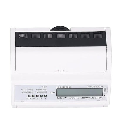 Energy Meter 3 Phase Electricity Usage Monitor LCD Display DIN Rail Mounting Power Meter 3x15A DC3x220V 380V