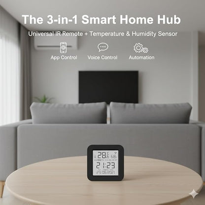 Toyanc Universal Remote Hub: WiFi IR Blaster with Built-in Temp & Humidity Monitor - Smart Home Automation for Air Conditioner, TV, & Audio - Compatible with Smart Life, Tuya, Alexa & Google
