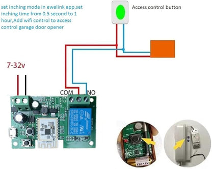 MHCOZY WiFi Smart Switch Relay Module for Home Automation,Add WIFI to access control garage door,eWelink app Remote Dry Contact,Compatible with Alexa,Google assistant (1CH WIFI Bluetooth)