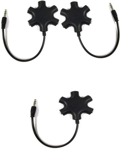 Headphone Audio Splitter 5 Ways Adaptor Audio Stereo Cable 3.5mm Male to 5 Port 3.5mm Female for Earphone and Headset Splitter Adapter for iPhone Samsung LG Smartphones (3, Black)