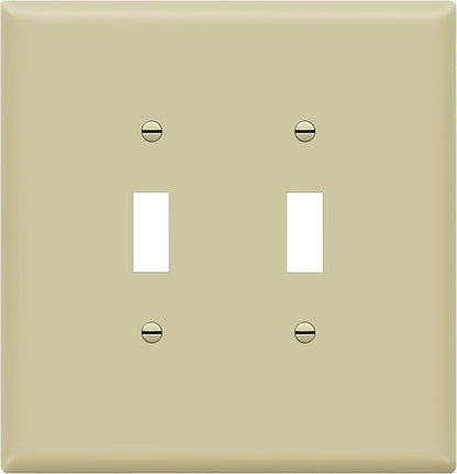 ENERLITES Double Toggle Switch Cover, Two Gang Light Switch Wall Plate, Gloss Finish, Oversized 2-Gang 5.5" x 5.5", Unbreakable Polycarbonate Thermoplastic, UL Listed, 8812O-I, Ivory