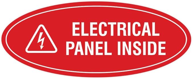 Signs ByLITA Oval Electrical Panel Inside Sign (Red) - Small