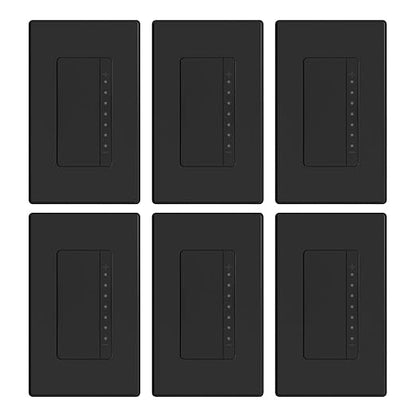 ELEGRP Dimmer Switch, Digital Dimmer Light Switch for LED Lights 150W, INC/HAL 450W, Single Pole LED Dimmer Switch, Needs Neutral Wire, Wall Plate Included, UL Listed, 6 Pack, Matte Black