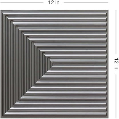 From Plain To Beautiful In Hours 9004 Depth Tier PVC 12 in x 12 in Peel and Stick Wall Panels (Covers / 10 sq.ft), Silver, 10 Piece